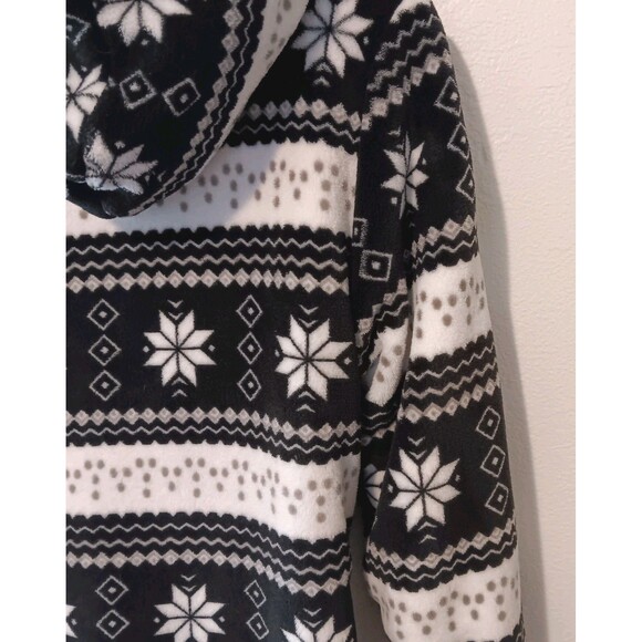 TrailCrest Sherpa Lined Full Zip Fleece Hoodie Jacket Sz S Black White Fair Isle - Picture 10 of 12